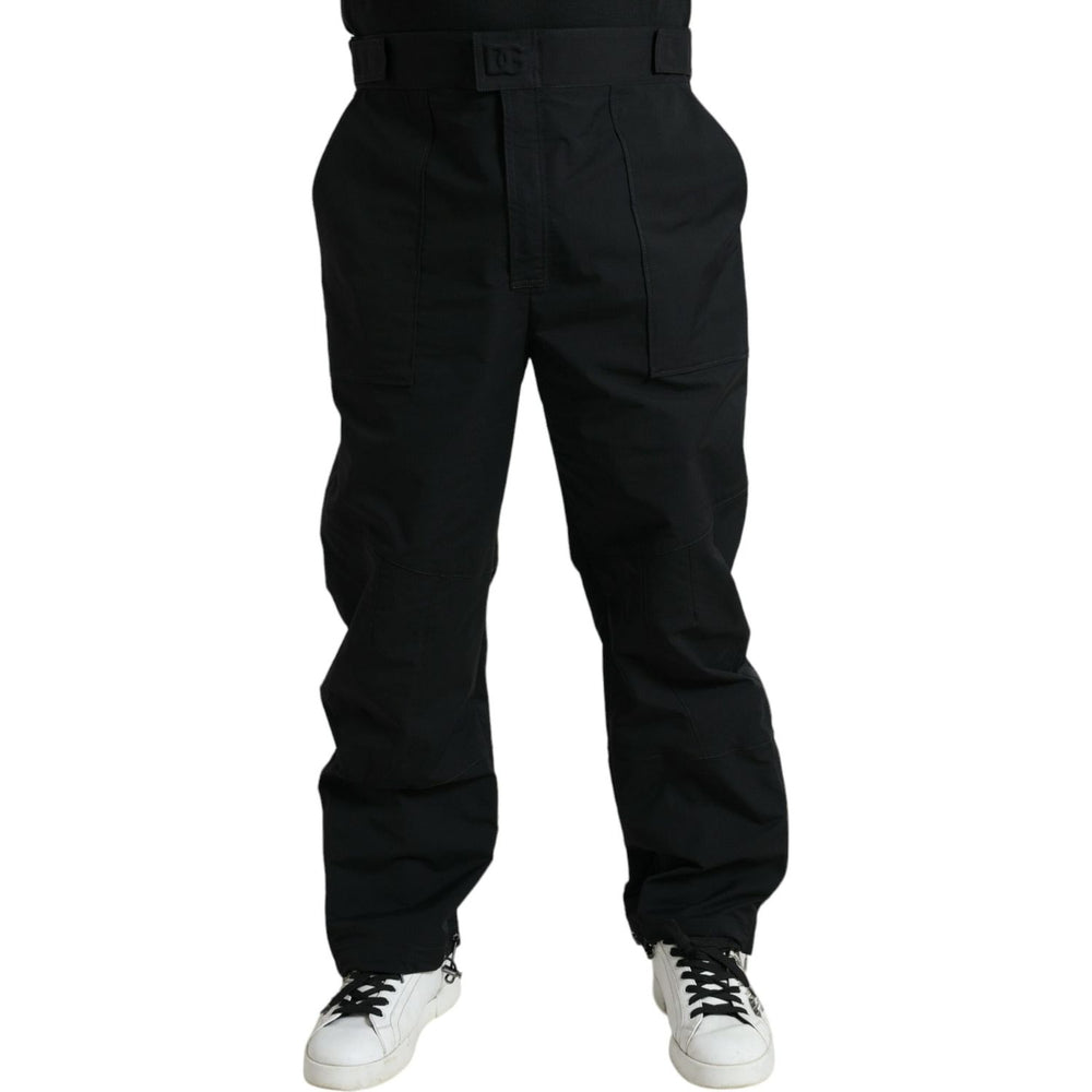 Dolce & Gabbana Black Polyester Logo Straight Pants PAN75049-54