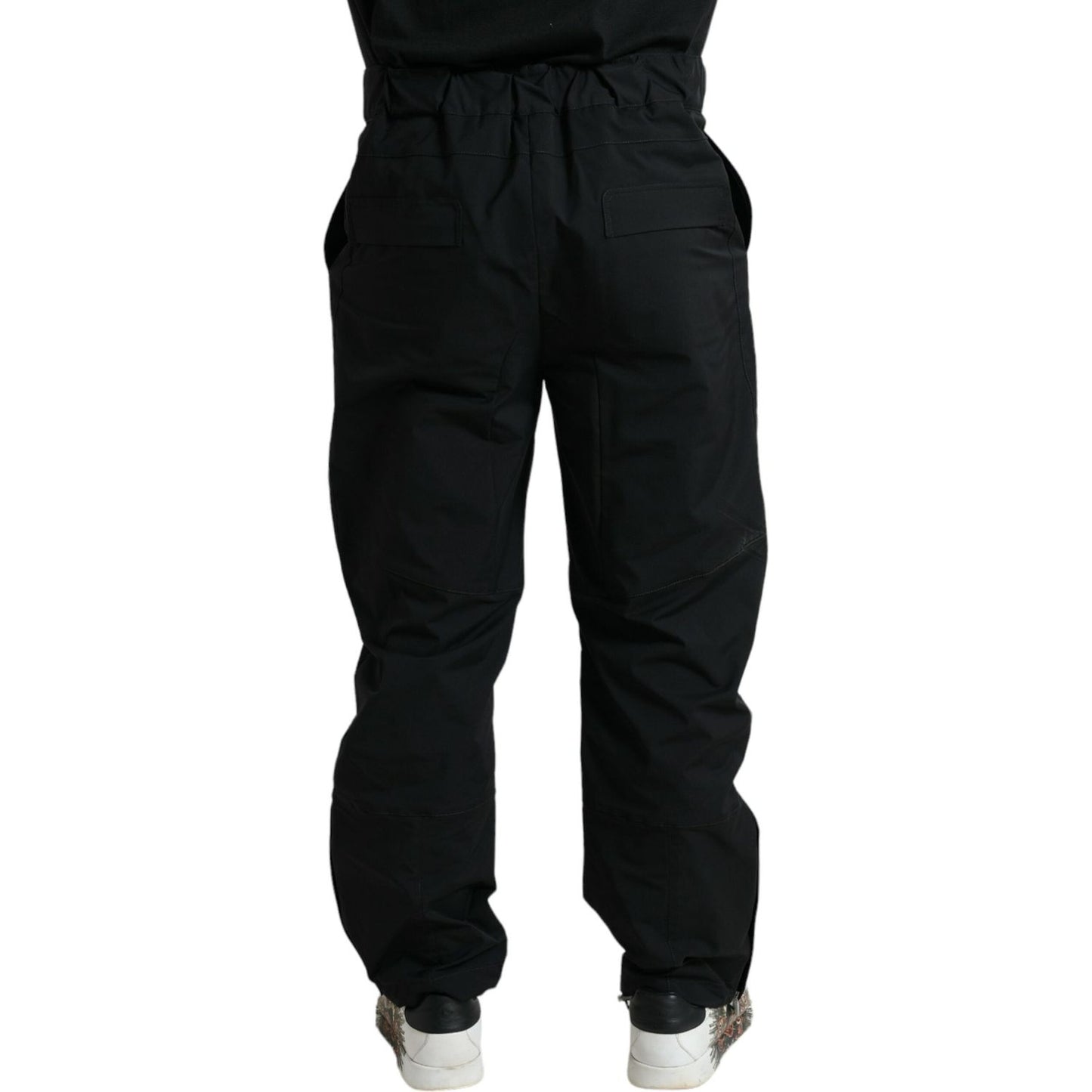 Dolce & Gabbana Black Polyester Logo Straight Pants PAN75049-54