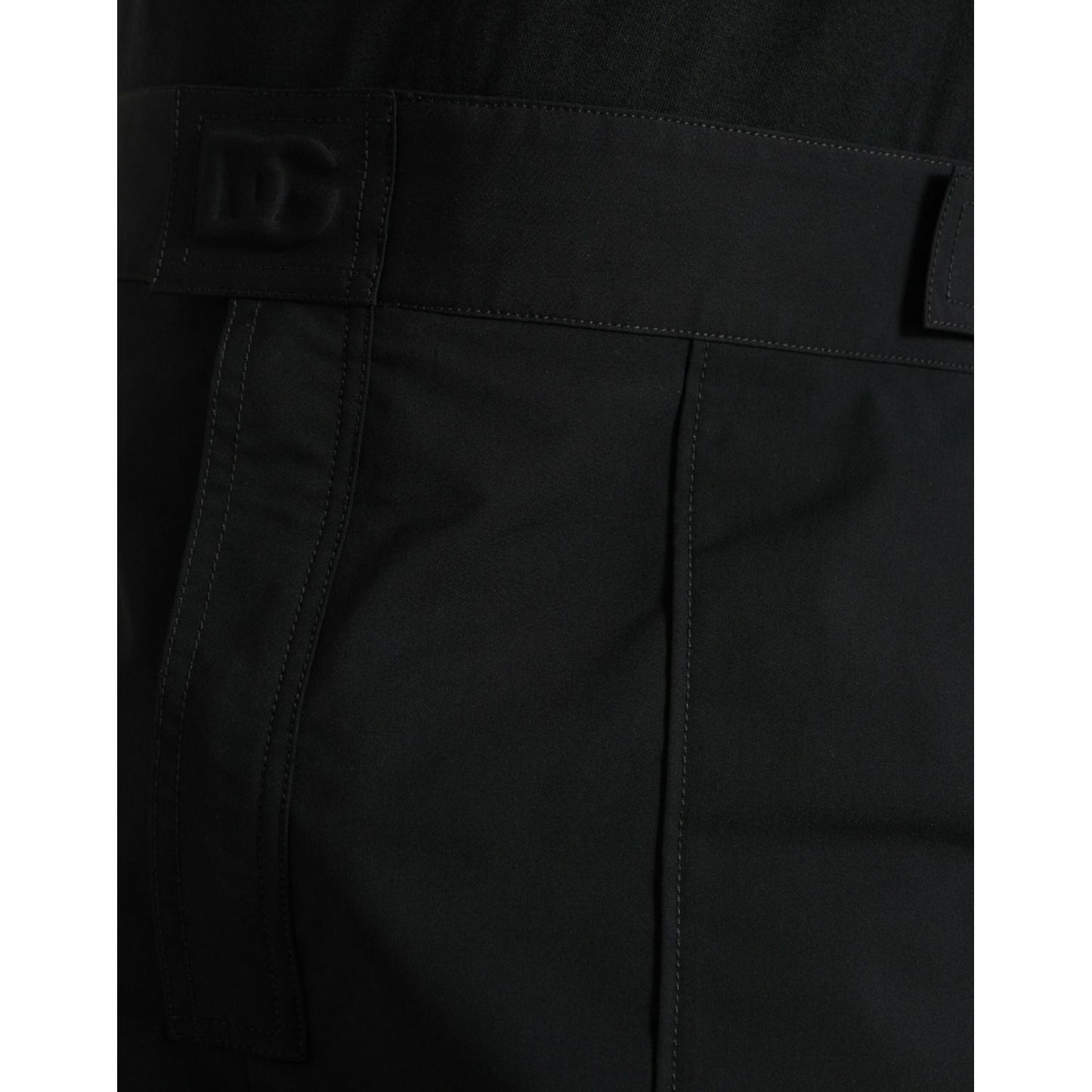 Dolce & Gabbana Black Polyester Logo Straight Pants PAN75049-54