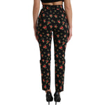 Dolce & Gabbana Black Floral Wool High Waist Tapered Pants PAN74954-40