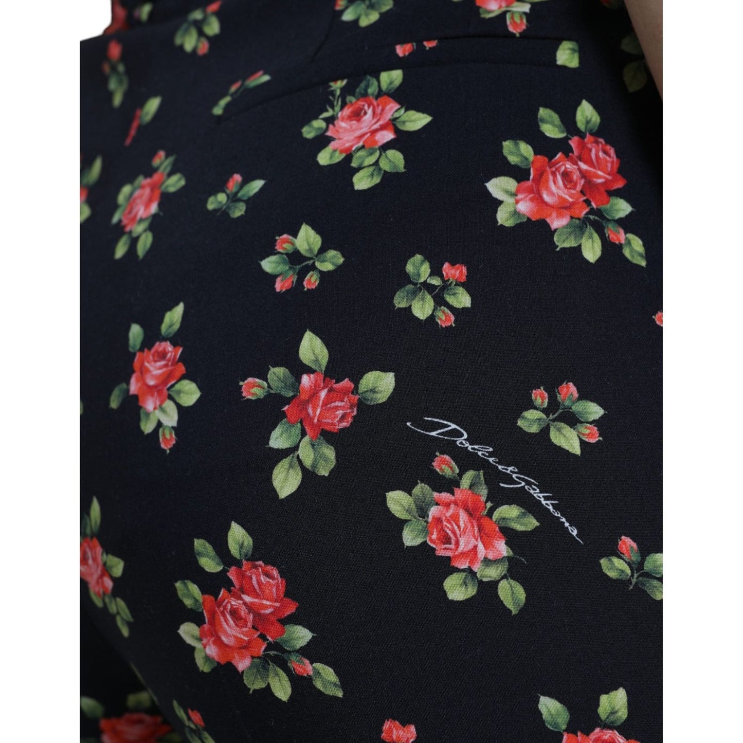 Dolce & Gabbana Black Floral Wool High Waist Tapered Pants PAN74954-40