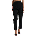 Dolce & Gabbana Black Wool High Waist Straight Pants PAN74978-46