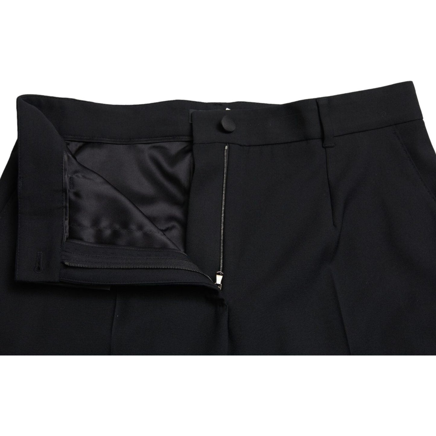 Dolce & Gabbana Black Wool High Waist Straight Pants PAN74978-46