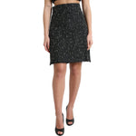 Dolce & Gabbana Black Wool Knit Tweed High Waist Mini Skirt SKI1948-40