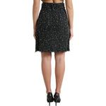 Dolce & Gabbana Black Wool Knit Tweed High Waist Mini Skirt SKI1948-40