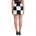 Dolce & Gabbana Black White Floral Brocade High Waist Skirt SKI1975-40