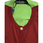Dolce & Gabbana Multicolor Cardigan Color Block Silk Crewneck Sweater TSH84215-50