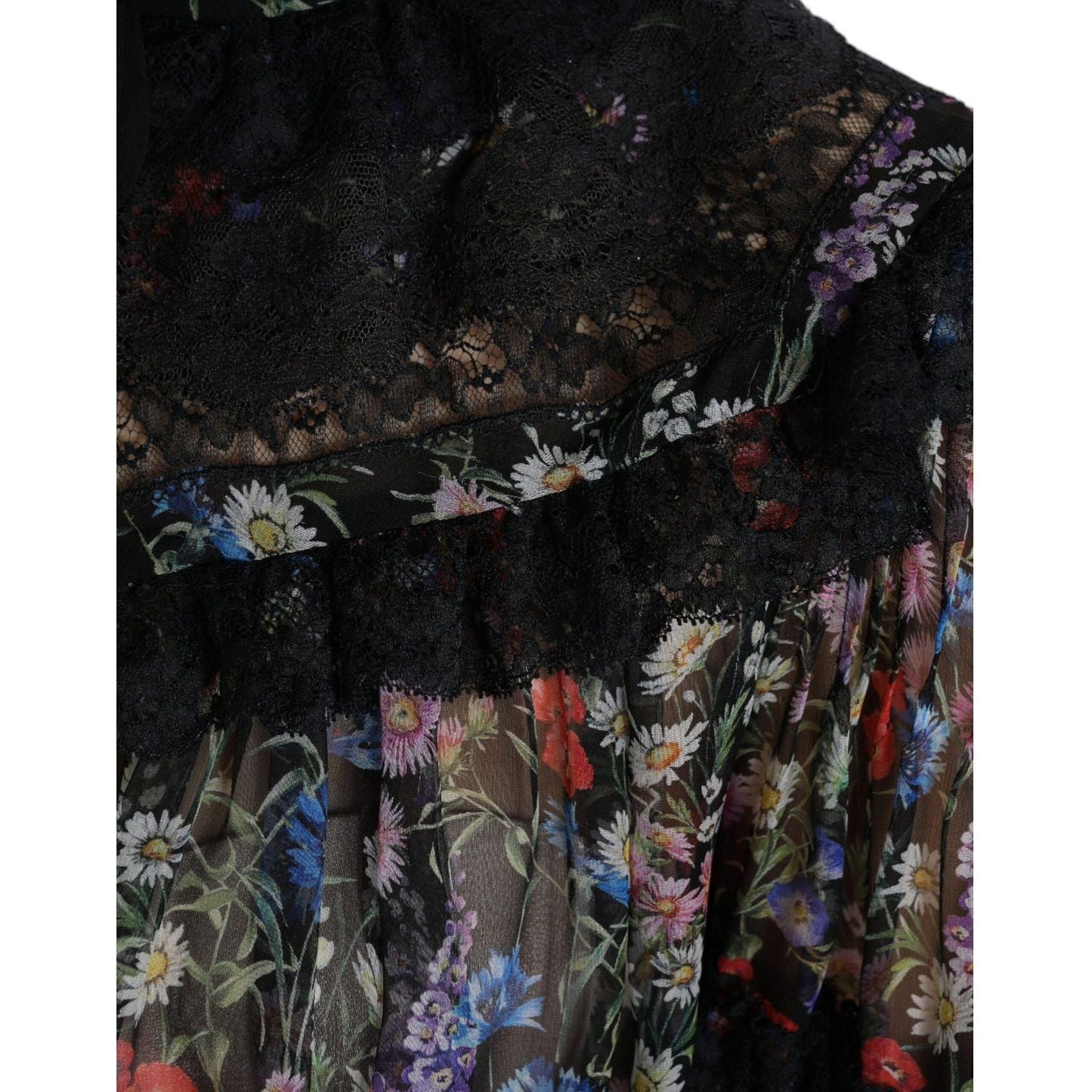 Dolce & Gabbana Black Floral Print Long Sleeves Blouse Top TSH84233-40