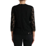 Dolce & Gabbana Black STAFF Blouse Floral Lace Nylon Top TSH84236-42