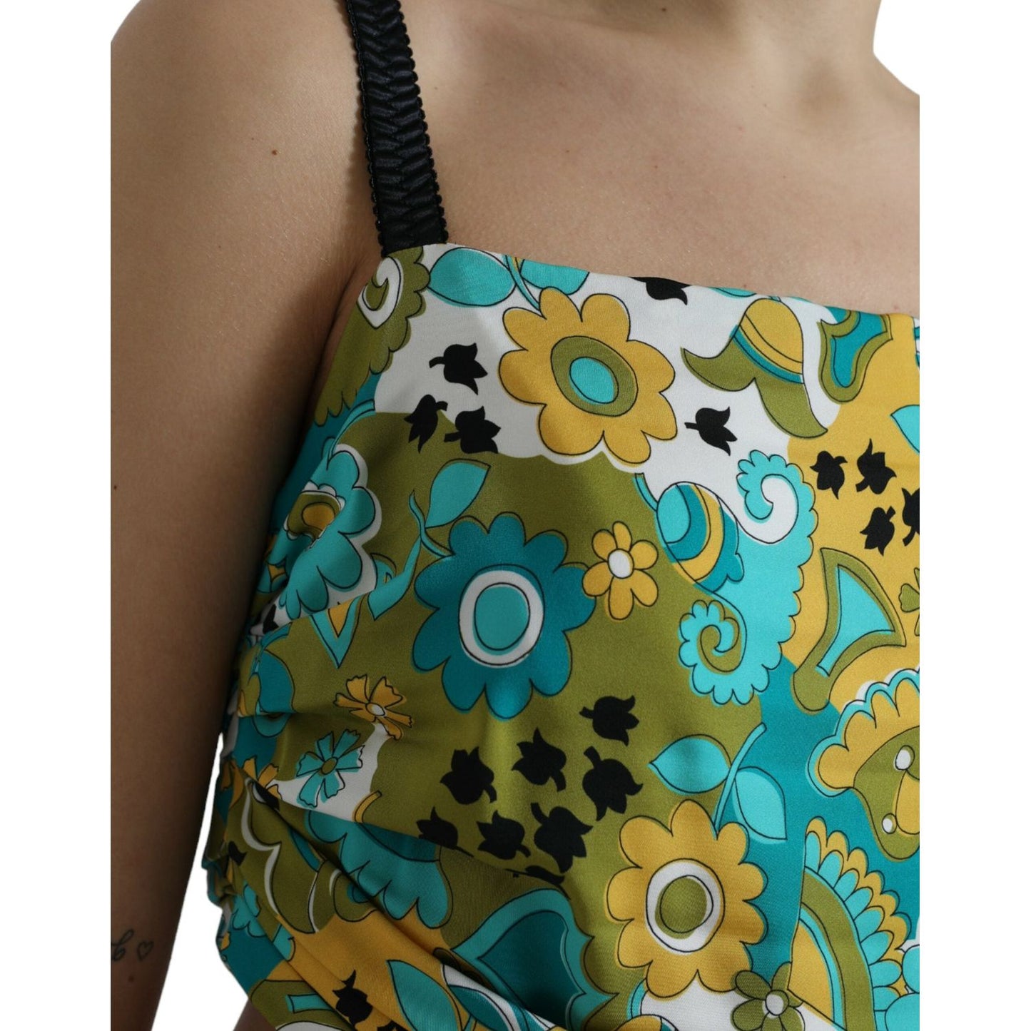 Dolce & Gabbana Multicolor Floral Sleeveless Cropped Top TSH84302-50