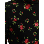 Dolce & Gabbana Black Rose Print Turtle Neck Blouse Top TSH84235-40