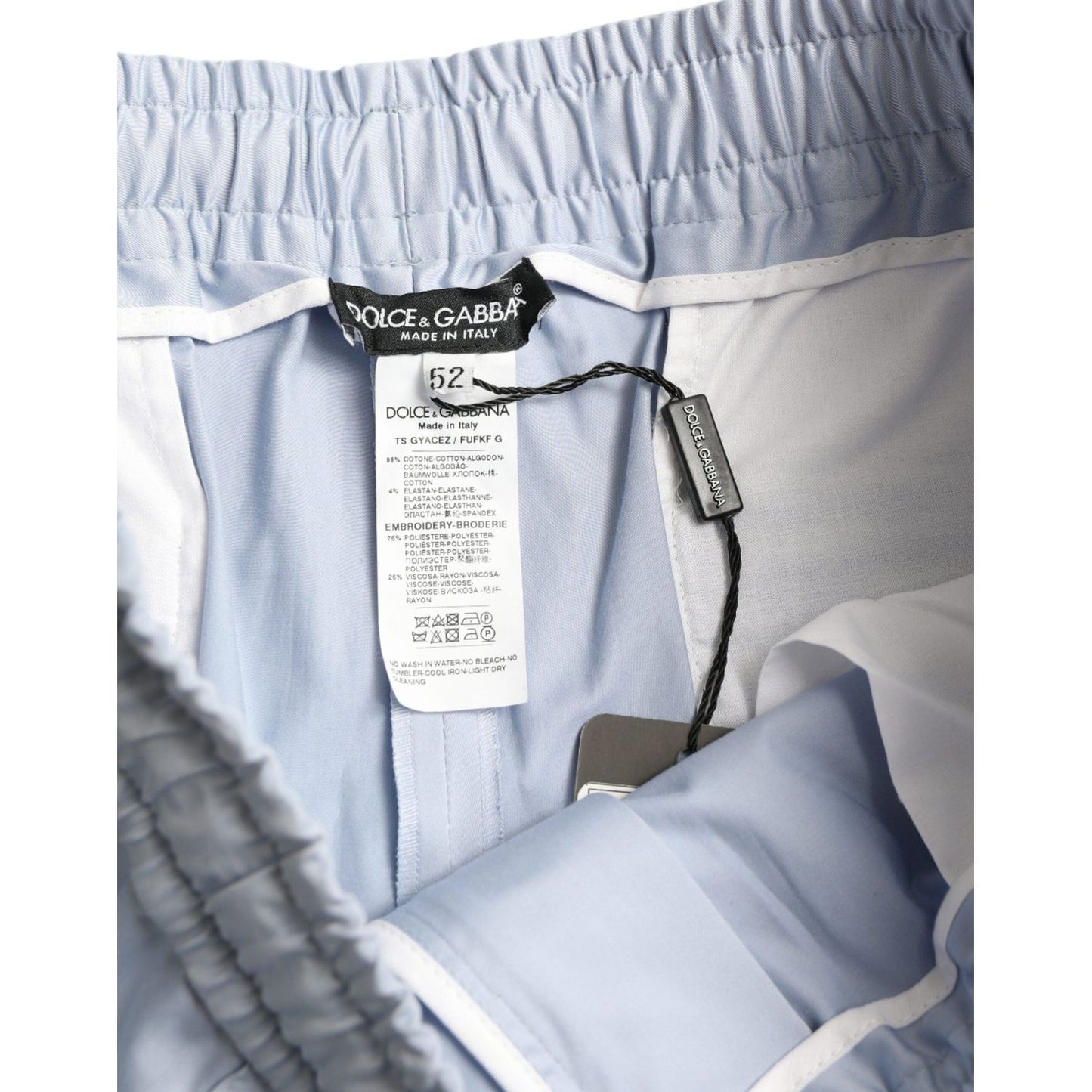 Dolce & Gabbana Light Blue Cotton Stretch Jogger Pants PAN74929-52