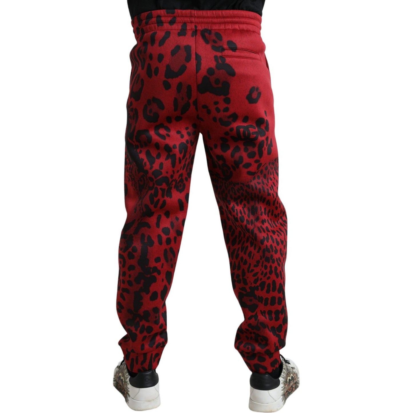 Dolce & Gabbana Red Black Leopard Stretch Jogger Pants PAN75025-56