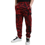 Dolce & Gabbana Red Black Leopard Stretch Jogger Pants PAN75025-56