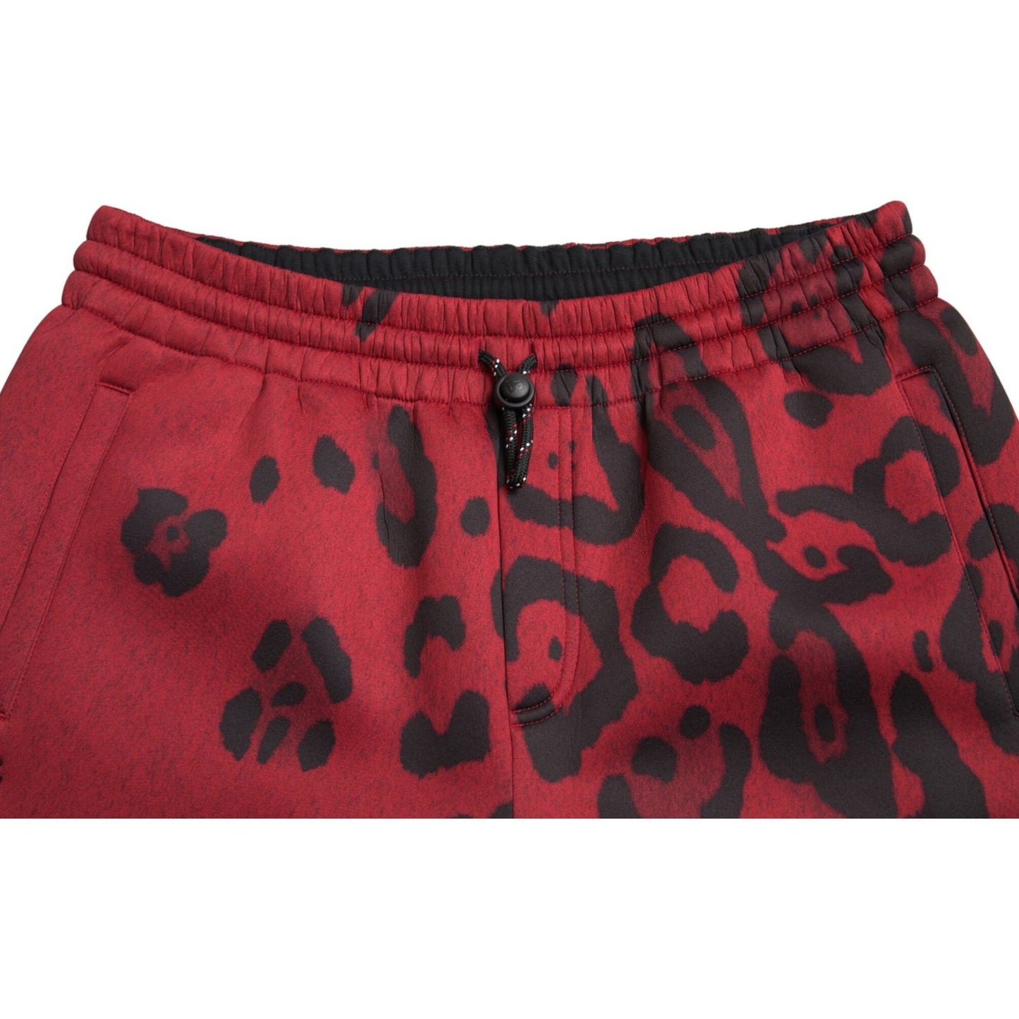 Dolce & Gabbana Red Black Leopard Stretch Jogger Pants PAN75025-56