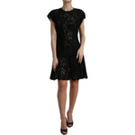 Dolce & Gabbana Black Floral Lace Cotton A-line Mini Dress DR28732-42