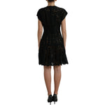 Dolce & Gabbana Black Floral Lace Cotton A-line Mini Dress DR28732-42