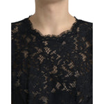 Dolce & Gabbana Black Floral Lace Cotton A-line Mini Dress DR28732-42