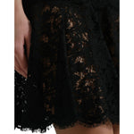 Dolce & Gabbana Black Floral Lace Cotton A-line Mini Dress DR28732-42