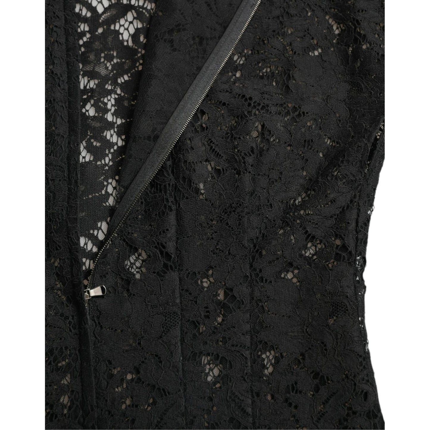 Dolce & Gabbana Black Floral Lace Cotton A-line Mini Dress DR28732-42