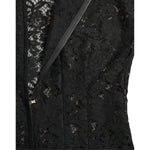 Dolce & Gabbana Black Floral Lace Cotton A-line Mini Dress DR28732-42