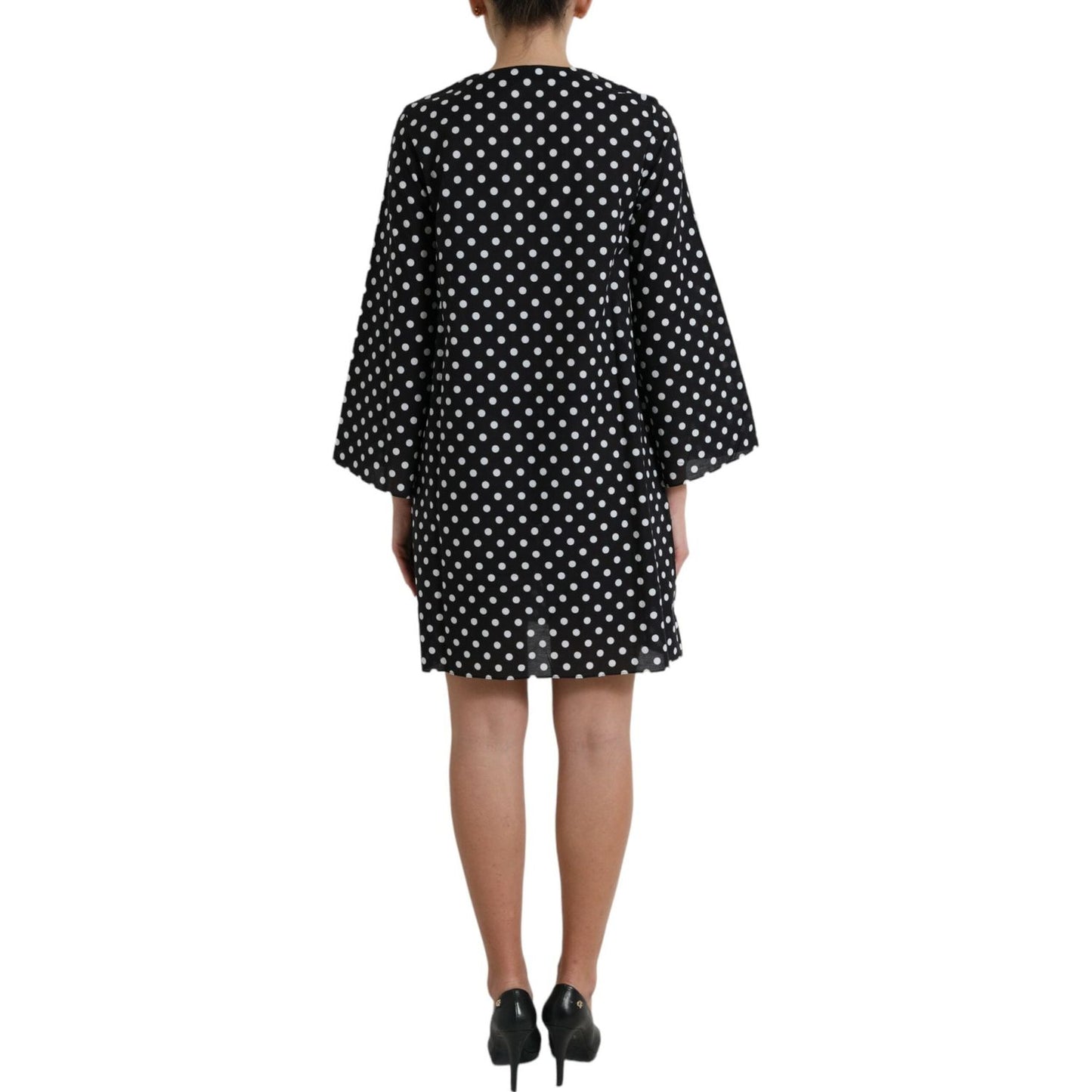 Dolce & Gabbana Black White Polka Dot Nylon Shift Mini Dress DR281001-40