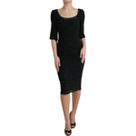 Dolce & Gabbana Black Floral Lace Viscose Bodycon Midi Dress DR281010-40