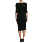 Dolce & Gabbana Black Floral Lace Viscose Bodycon Midi Dress DR281010-40