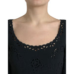 Dolce & Gabbana Black Floral Lace Viscose Bodycon Midi Dress DR281010-40