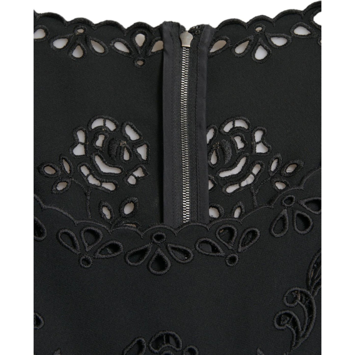 Dolce & Gabbana Black Floral Lace Viscose Bodycon Midi Dress DR281010-40