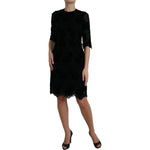 Dolce & Gabbana Black Floral Lace Cotton Bodycon Dress DR281038-40