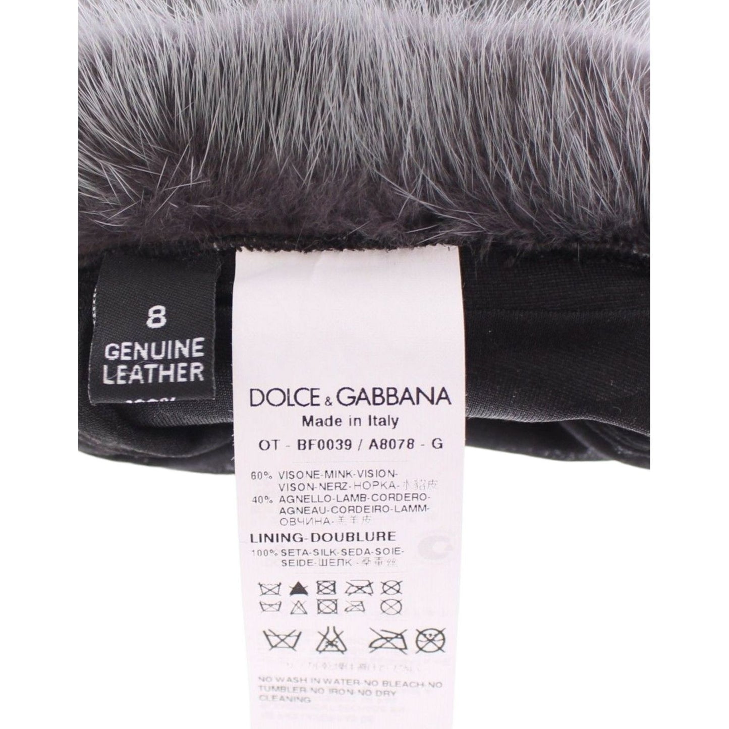 Dolce & Gabbana Gray Mink Fur Lambskin Suede Leather Gloves MOM11434-3