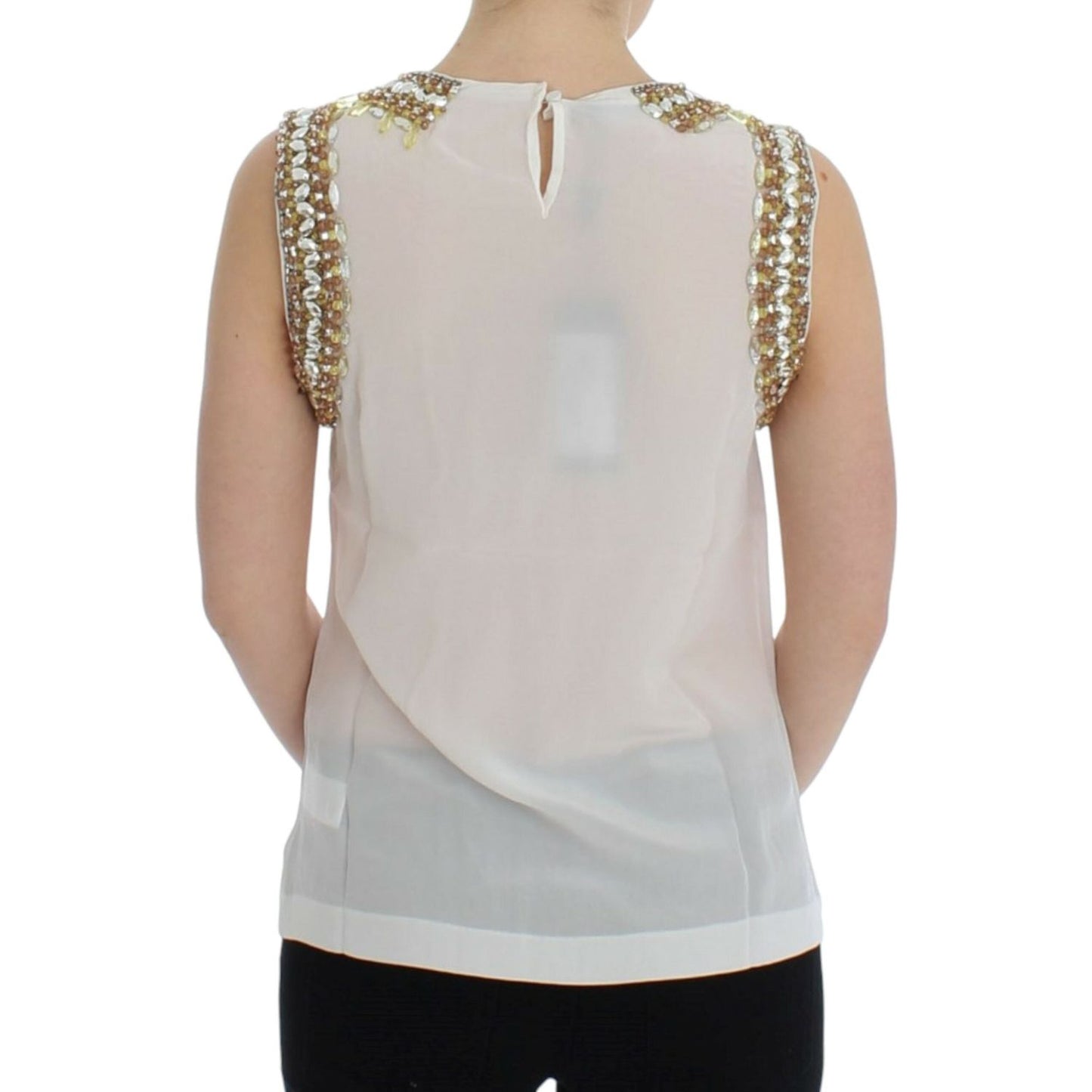 Dolce & Gabbana White crystal embellished tank top SIG13303-1