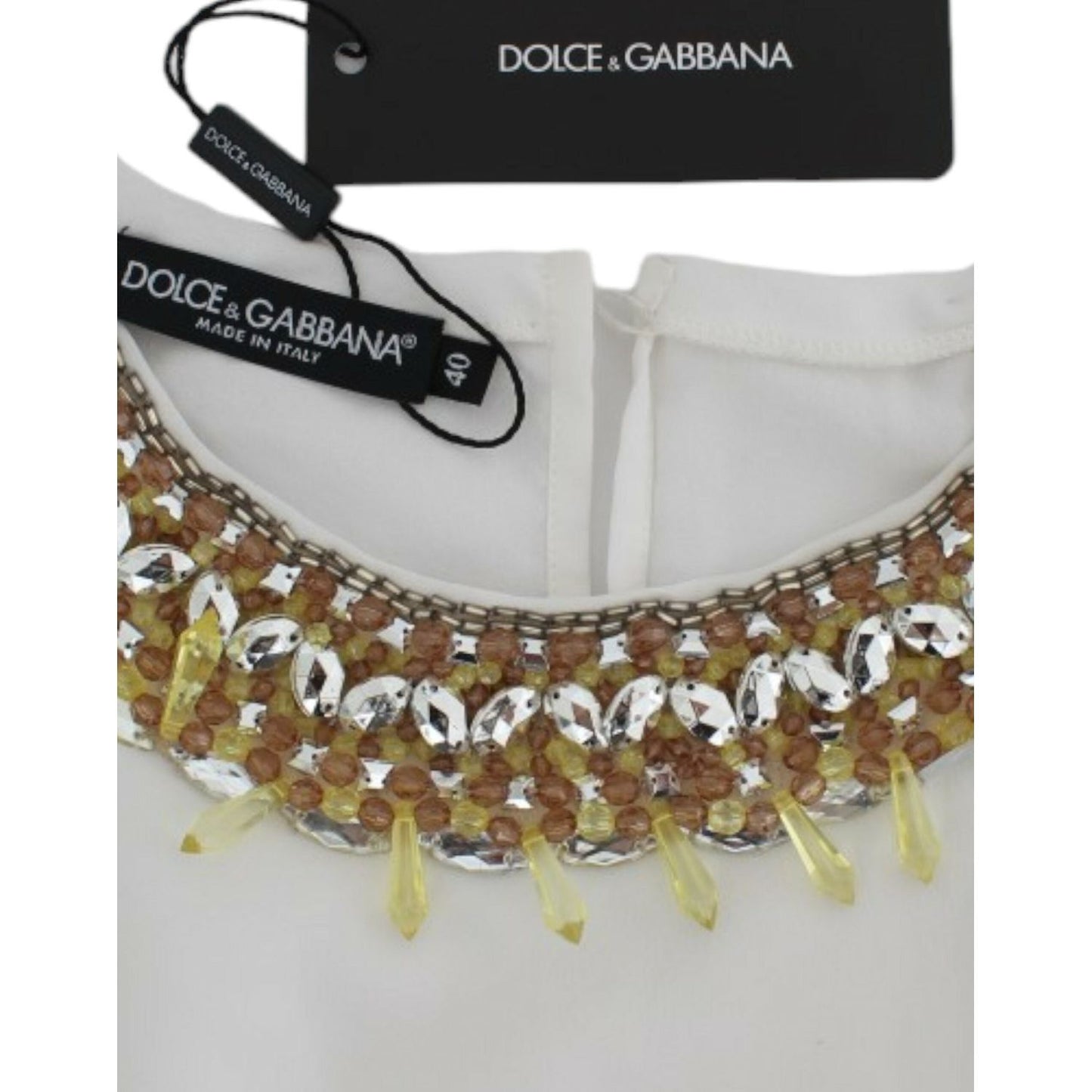 Dolce & Gabbana White crystal embellished tank top SIG13303-1