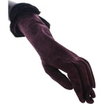 Dolce & Gabbana Purple Mink Fur Goatskin Suede Leather Gloves MOM11456-1