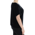 Dolce & Gabbana Black velvet shortsleeved blouse SIG13218-1