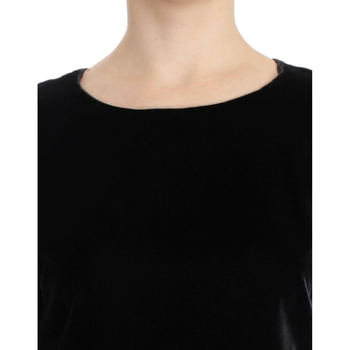 Dolce & Gabbana Black velvet shortsleeved blouse SIG13218-1