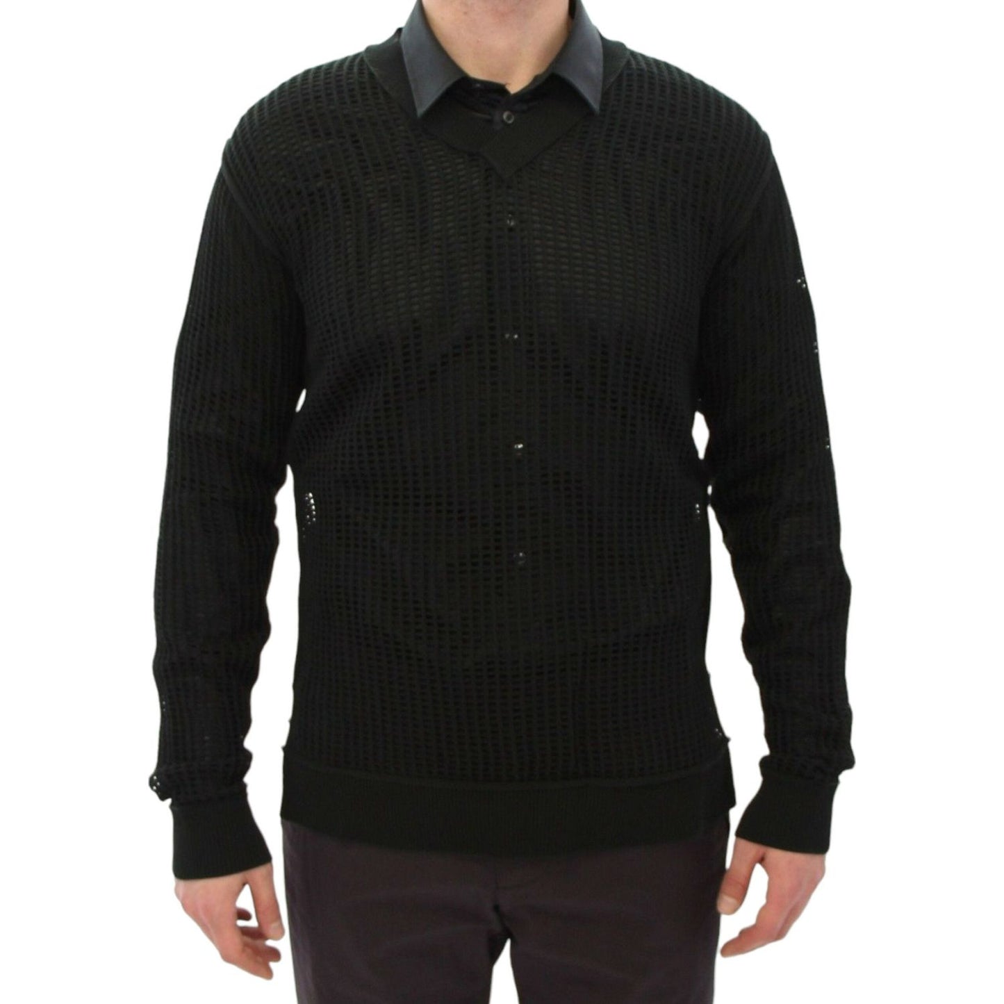 Dolce & Gabbana Dark Green Runway Netz Pullover Netted Sweater GTH10672-2