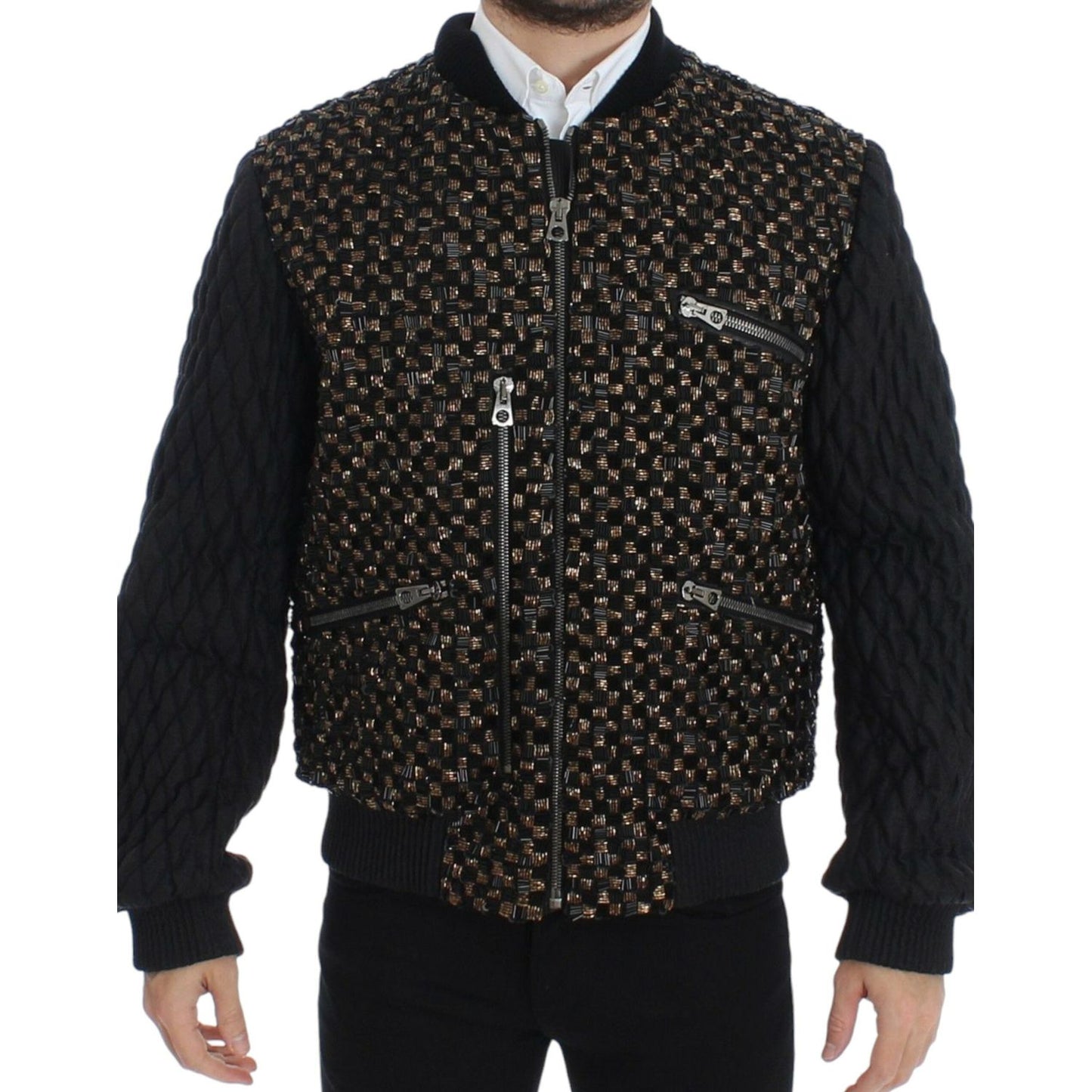 Dolce & Gabbana Black Sequined Goatskin Jacket SIG12189-1