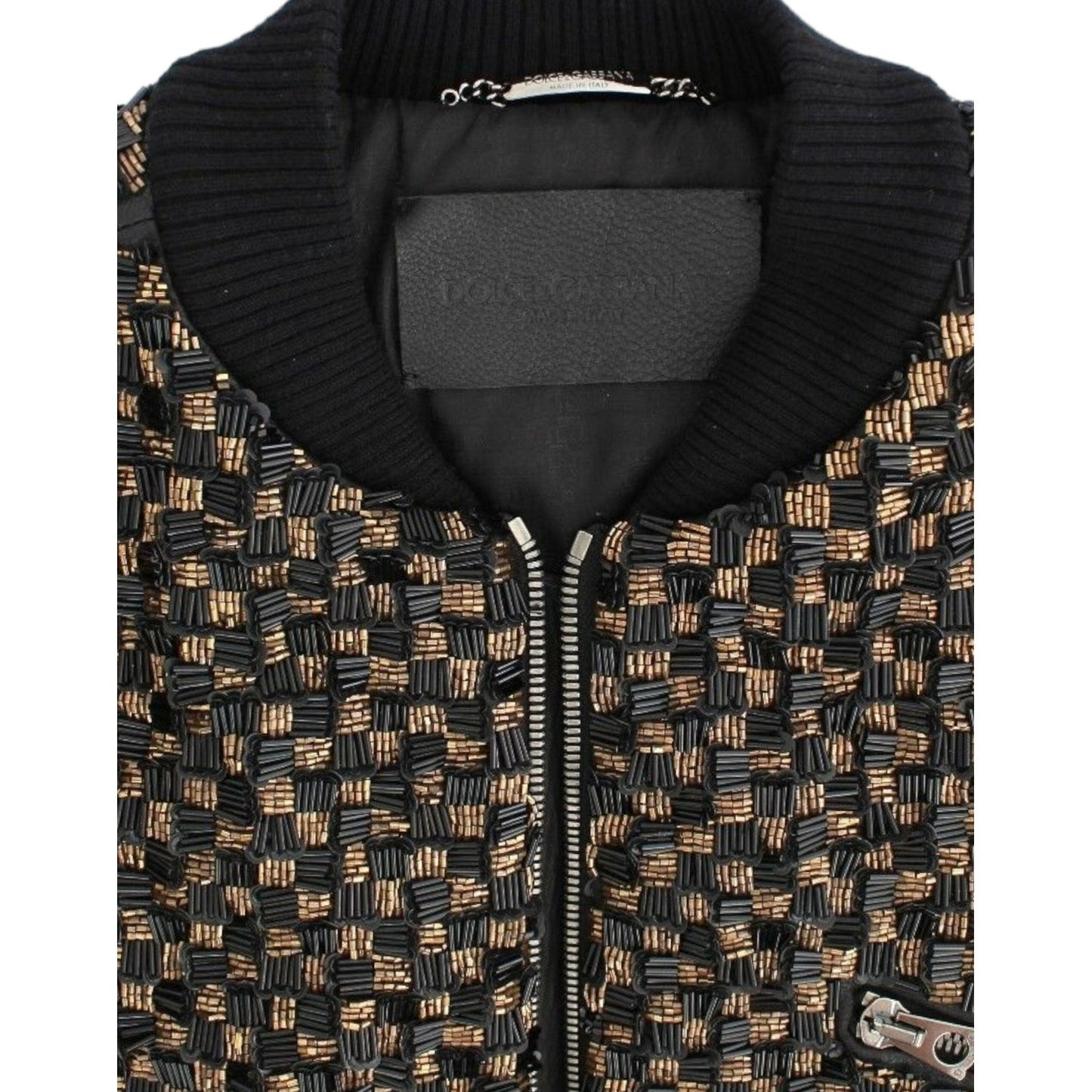 Dolce & Gabbana Black Sequined Goatskin Jacket SIG12189-1