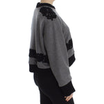 Dolce & Gabbana Gray Black Lace Wool Cashmere Sweater SIG13181-1