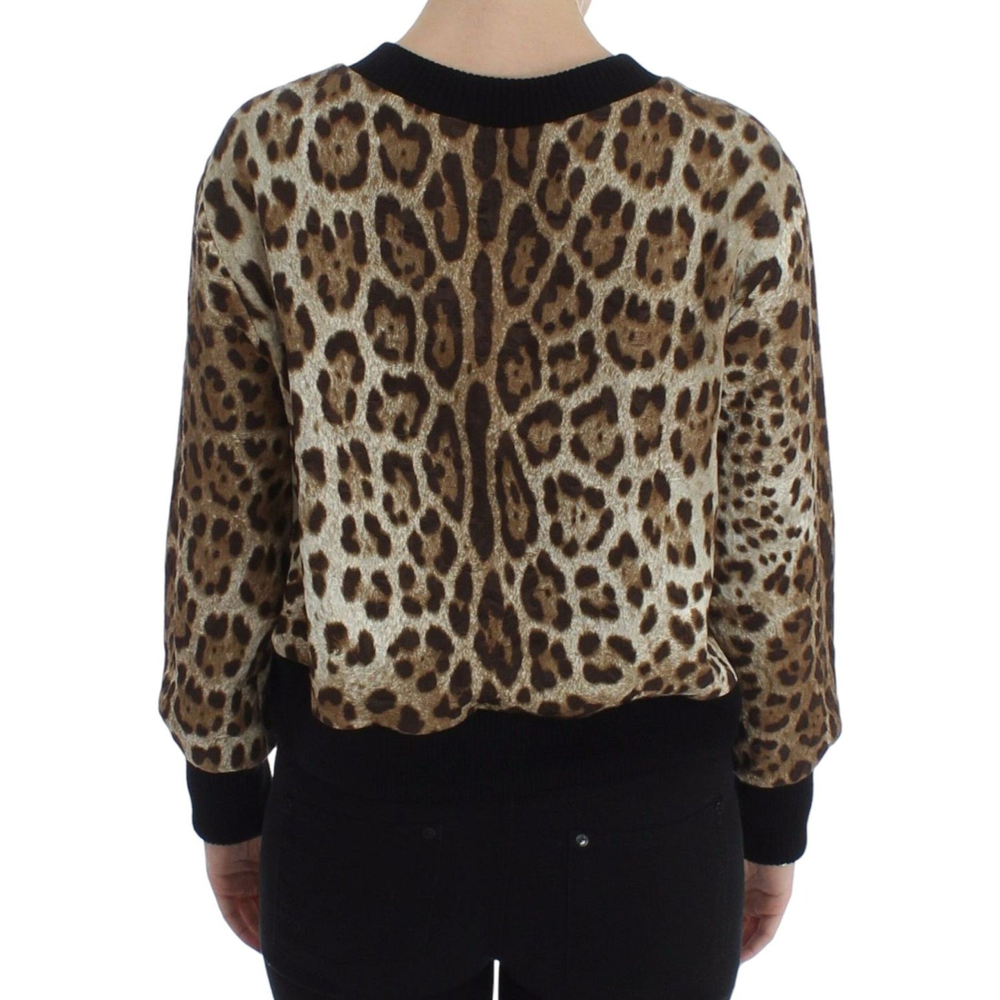 Dolce & Gabbana Leopard Print Crewneck Short Sweater SIG13185-1