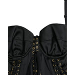 Dolce & Gabbana Black Bustier Corset Lace Bodycon Midi Dress DR281005-42
