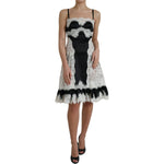 Dolce & Gabbana Black White Lace See Through A-Line Sleeveless Dress DR281046-40