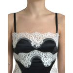Dolce & Gabbana Black White Lace See Through A-Line Sleeveless Dress DR281046-40