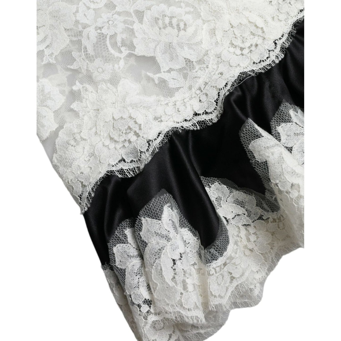 Dolce & Gabbana Black White Lace See Through A-Line Sleeveless Dress DR281046-40