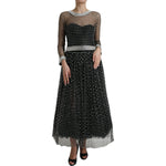 Dolce & Gabbana Black Crystal Embellished A-line Gown Dress DR281081-44