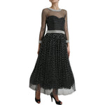 Dolce & Gabbana Black Crystal Embellished A-line Gown Dress DR281081-44