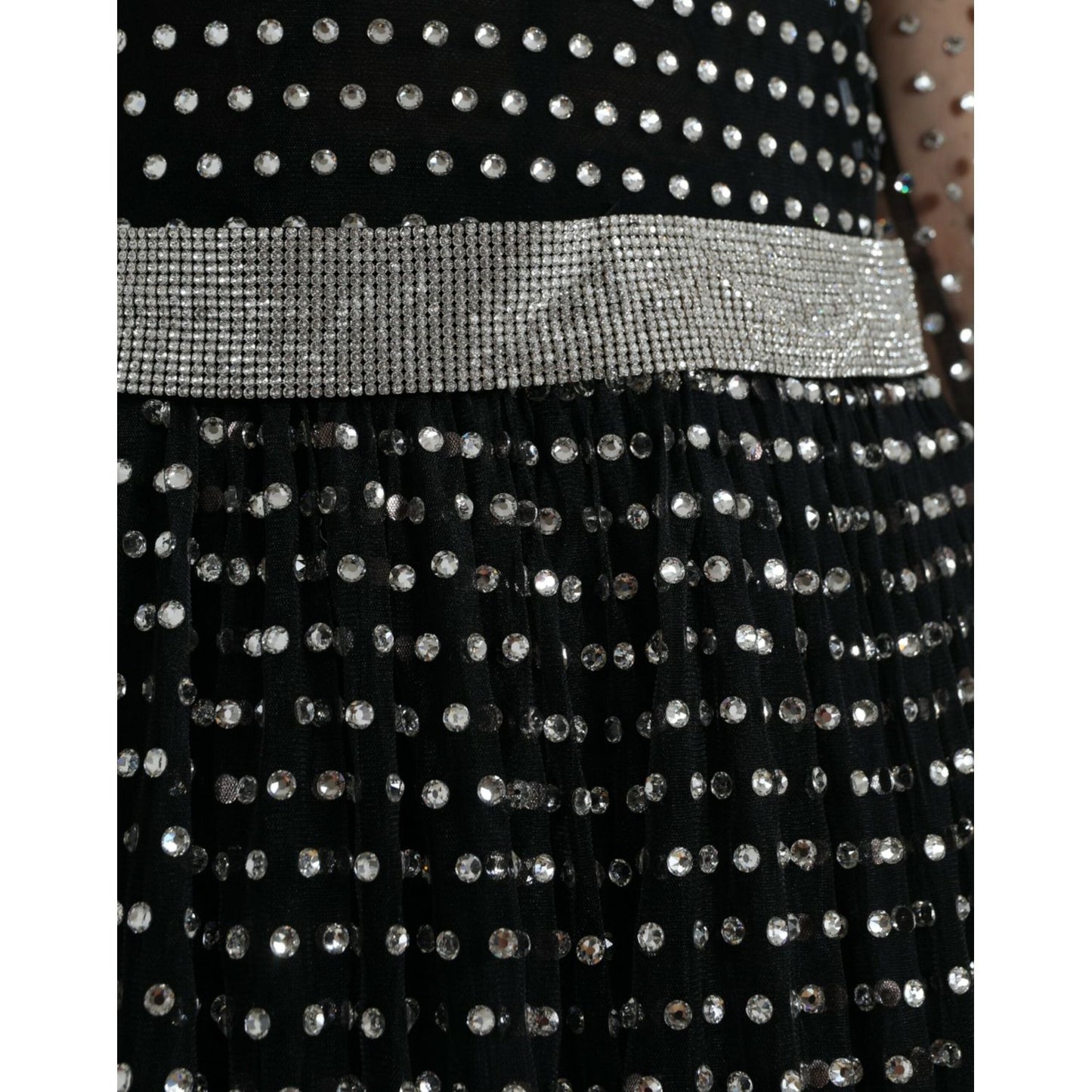 Dolce & Gabbana Black Crystal Embellished A-line Gown Dress DR281081-44