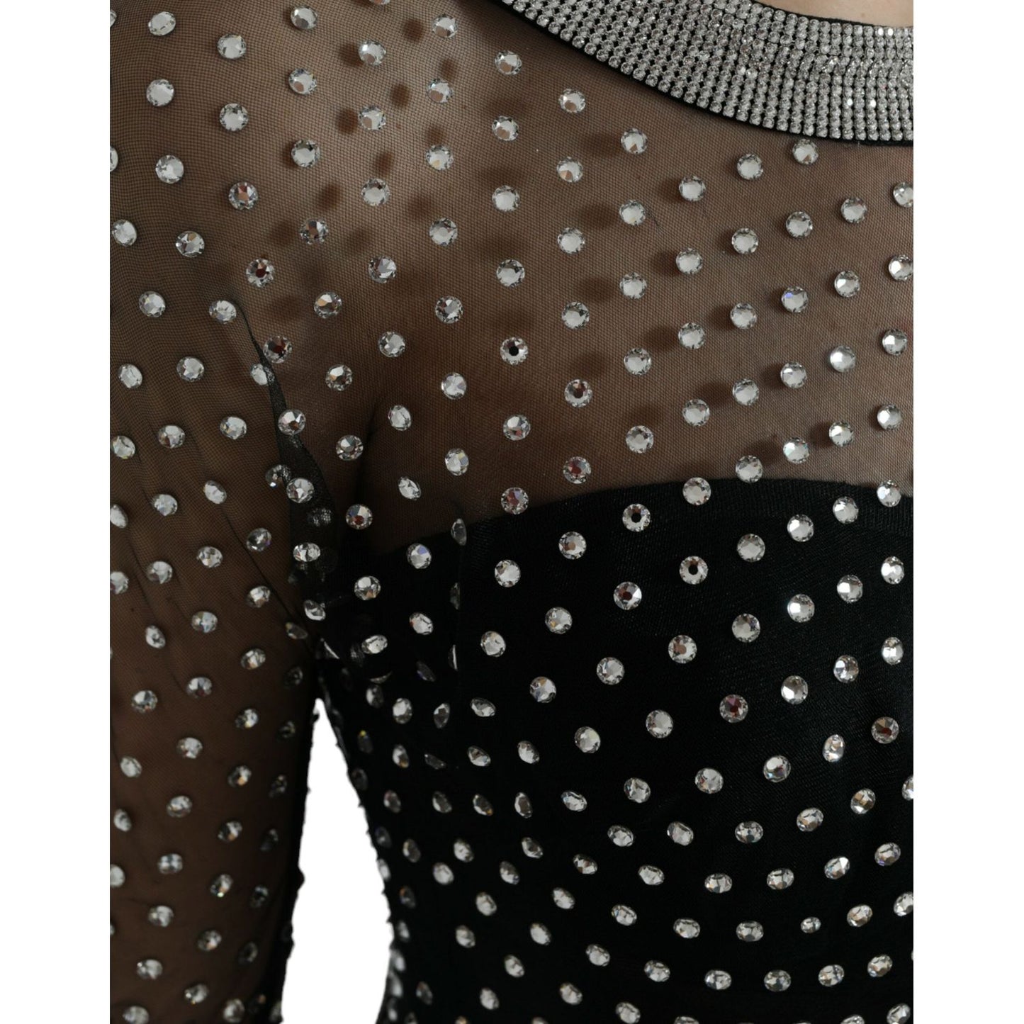 Dolce & Gabbana Black Crystal Embellished A-line Gown Dress DR281081-44